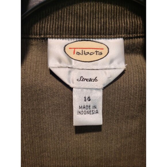 Vtg Talbots Brown Corduroy Double Breasted Elbow Patch Lightweight Jacket Sz 14 - Picture 6 of 7